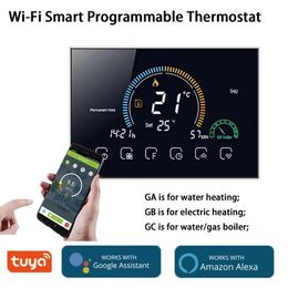 smart thermostat with humidity control UK - Smart Home Control Tuya WiFi Thermostat Temperature Controller For Gas Boiler Electric Underfloor Heating Humidity Display Works With Google
