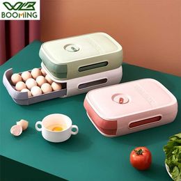 WBBOOMING Drawer Type Egg Storage Box Refrigerator Fresh Egg Finishing Equipment Kitchen Thickened Large Capacity Egg Tray 211110