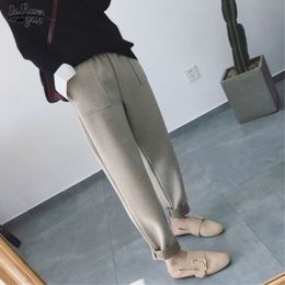 Autumn Winter Pants Women Thick Harem Wool Korean Style Plus Size Pantalon Loose All-match Trousers Capris 11066 210521