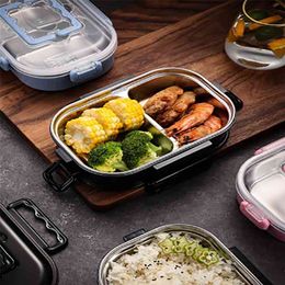 304 Stainless Steel Lunch Box Single-layer And Double-layer Sealed Leak-proof Bento Portable Insulated Food Container 210423