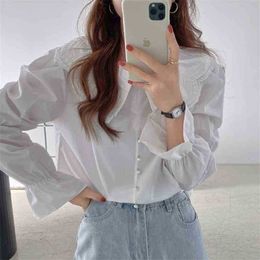 Fashion Vintage All Match Tops Elegance Retro Sweet Femme Plus Size Gentle Chic Princess Girls Loose Shirts 210525