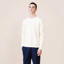 SIMWOOD 2021 Autumn New Hoodies Men Casual Minimalist Sweatshirt O-Neck Embroidery Plus Size Basic Pullover SI980547 Y0809