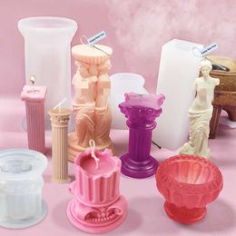 Roman Column Silicone Mould DIY Goddess Aromatherapy Candle Mould Human Body Plaster Mould Candle Making Supplies 210702