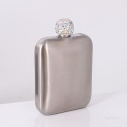 Stainless Steel Hip Flask With Diamond Lid Ladies Outdoor Portable Square Hip Flask Mini Pocket Flask 5 Colours T2I51784