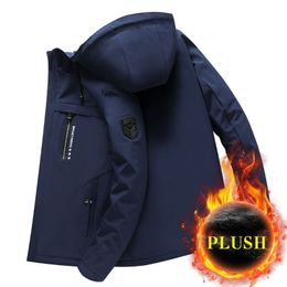 Windbreaker Jacket Autumn And Winter Cashmere Thickened Coat Men's Slim Warm Tooling Spring Fashion Leisure 211126