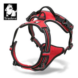 Pet Dog Harness Front Range Reflective Nylon Large All Weather Padded Adjustable Safety Vehicular Leads for Dogs Pet 56521 210712