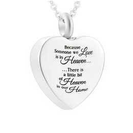 Silver heart-shaped lettering pendant necklace ashes urn cremation Jewellery souvenir gift