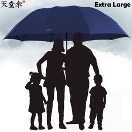130cm Big extra-large and reinforced 3 Floding women UV clear 10 skeleton sun Umbrella Chinese famous brand 210320