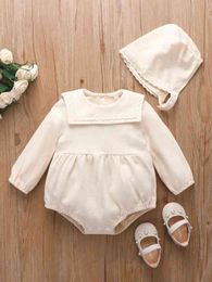 Baby Guipure Lace Panel Bodysuit With Hat SHE