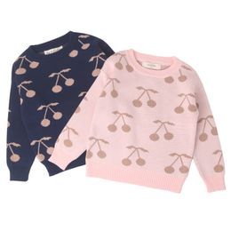 Spring Autumn Design Baby Girls Boys Sweater Cherry Pattern Sweet Children Tops 210429