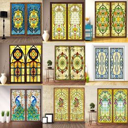 Window Stickers Custom Size No Glue Electrostatic Drop- Church Stained Glass Windows And Doors Wardrobe Furniture 40x60cm