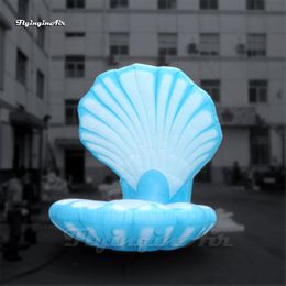 Dancing Party Decorative Lighting Inflatable Mussel Shell Replica 3m Blue Air Blown Clam Shell Balloon For Wedding Decoration