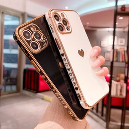 soft electroplated love heart phone case for iphone 15 14 13 11 12 pro max xr shockproof bumper back cover CKE0
