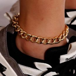 Boho High Quality Cuba Link Chain Anklet for Women Men Ankle Summer Beach Gold Color Shoe Sandals Accessories Punk Foot Jewelry