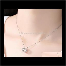 Necklaces & Pendants Jewellery Sterling Sier Diamante Hollow Charm Crystal Crown Pendant Necklace Ps0649 Drop Delivery 2021 4Ypif