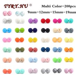 200pcs Baby Teether Silicone Beads 9mm 12mm 15mm 19mmBPA Free Food Bead Teething Necklace Accessories Infant Toys 211106