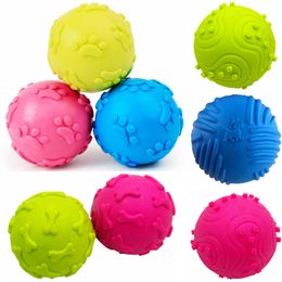 Free DHL Dog Teething Toys Paw Print Balls Durable Dogs IQ Puzzle Chew for Puppy Small Doggy Teeth Cleaning Chewing Vocal Toy Bone 6.5cm 3 Colours Blue