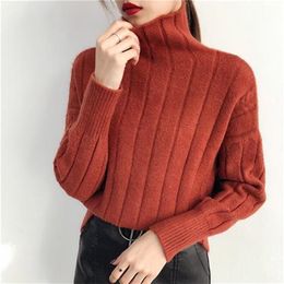 Style Autumn And Winter Warm Wild Loose Knitting Korean Half-neck Sweater Women's Bottoming Shirt 210427