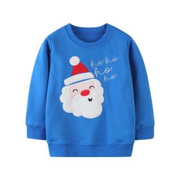 Jumping Metres Arrival Christmas Santa Claus Sweatshirt Fashion Cotton Children Outfit for Boys Girls Years Tops 210529