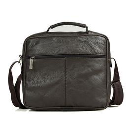 Men Genuine Leather Handbags Large Business Travel Horizontal Briefcase Messenger Bags
