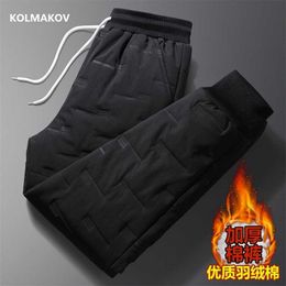 winter arrival Pant Male warm thicken trouser men's Casual elastic waist Pants Mens Down cotton trousers men size M-5XL 211119