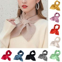 Sharp Corner Scarves Small Bow Fishtail Solid Color Shawls Wrap Neck Warmer Soft Elastic Wool Collar Scarf Knitted