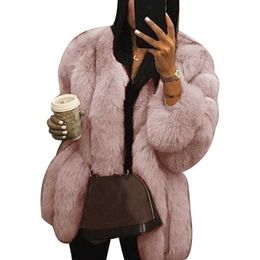 Faux Fur Jacket Plus Size S-5xl Warm Furry Outerwear Autumn Winter Overcoat Outwear Y0829