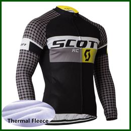 Pro Team SCOTT Cycling Jersey Mens Winter Thermal Fleece Long Sleeve Mountain Bike Shirt Road Bicycle Tops Warmer Racing Clothing Outdoor Sportswear Y21050627