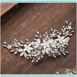 Jewelrysier Color Flower Pearl Rhinestone Comb Wedding Aessories For Women Bride Tiara Headband Hair Jewelry Drop Delivery 2021 39Fwk
