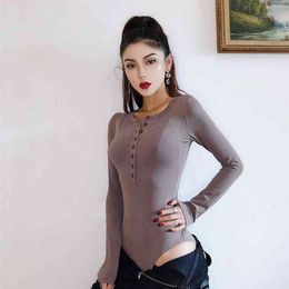 BRADELY MICHELLE Streetwear Casual Slim Comfortable spring Cotton Women Long-Sleeve O-neck Tops Bodysuits female rompers 210720
