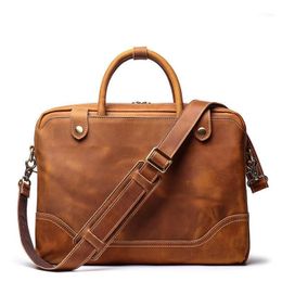 Men Briefcase Genuine Leather Bag Handbag Large Capacity Male 15.6 Inch Laptop Messenger Bags Real Shoulder Bags1