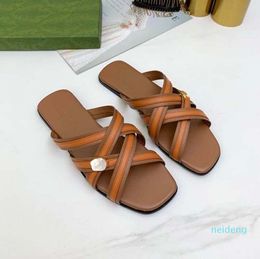 With Box! Classics Woman shoes High Quality slipper Leather Flat Sandals Fashion Slides Slide Rubber Ladies Beach Women 12