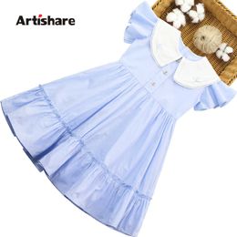 Girls Summer Dress Patchwork Dress For Girl Embroidery Children Dresses Sashes Costume Girl Q0716