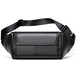 Men's Casual Chest Waist Bag Genuine Leather Vintage Running Sports Phone Wallet Pouch Belt Bags Small Pocket Pack for Man