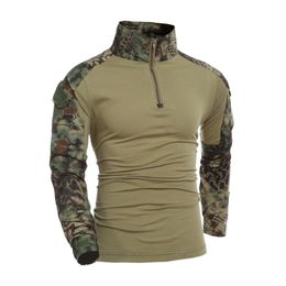 Combat Shirt Men Long Sleeve Military Style Tactical T-shirts US Army Camouflage Multicam Airsoft Special SWAT t shirts for Man Y0322