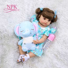 55CM NPK reborn baby toddler girl very soft full body silicone doll bath toy lifelike real soft touch bath toy Christmas Gift Q0910