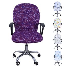 Stretch Computer Chair Cover Spandex Elastic Covers for Home Office Dining Room Flower Printed Seat Case Housse De Chaise 211116