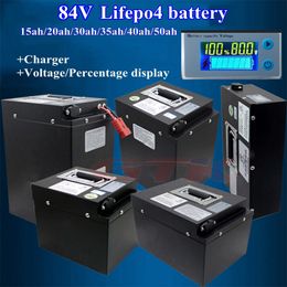 2000 cycles 84V 15ah 20ah 30ah 35ah 40ah 50ah Lifepo4 lithium battery bms 27s for Electric Scooter E Bike golf cart+Charger