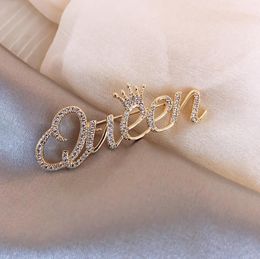 Fashion Accessories Diamond Crown English Letter Brooch Personalised Design Jewellery Accessories Women
