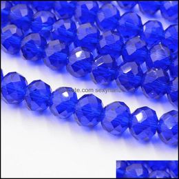 Beads Other Solid Dark Blue Color 4Mm 6Mm 8Mm Rondelle Austria Crystal Bead Charm Glass Loose Spacer For Diy Jewelry Making Drop Delivery 20