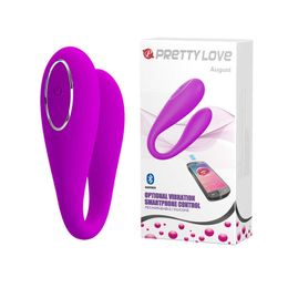 Bluetooth Connect App Control Pretty Love Wireless Vibrator 12 Speeds Clitoris G Spot Strapon Vibrators For Woman Sex Toys.p0804