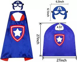 102 Styles Double Side Cartoon Cosplay Cape and Mask Set Child Halloween Christmas Costumes Dress Up Cloaks Kids Boys Girls Toys Birthday Gifts Party Favors