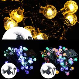 20 30 50 LED Waterproof String Lights Outdoor Solar Garden Landscape Wedding Party Festoon Ball Bulbs Fairy Lighting Y0720