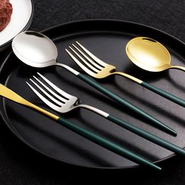 4pcs/set Black Gold Dinnerware Set Mirror Stainless Steel Flatware Dinner Knife Fork Spoon Cutlery Sets Dining Accessories
