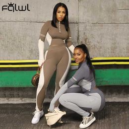 FQLWL Streewear Bodyocn 2 Two Piece Set Women Outfits Tracksuit Matching Sets Tracksuit Crop Top Women Jogger Sweat pants suits Y0625