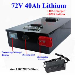 Waterproof 72v 40Ah lithium ion battery pack BMS 20S for 3000w 3500w motorcycle scooter tricycle bikes tricycle + 10A Charger