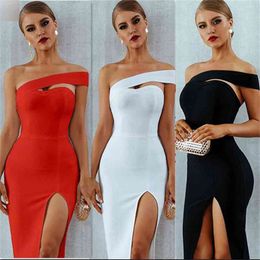 Kayotuas Woman Dress Plus Size Strapless Split Midi Party Sexy Gown Irregular Vintage Female Ladies Streetwear Clubwear Outfit 210522