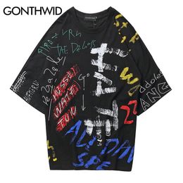GONTHWID Harajuku Graffiti Print Tshirts Streetwear Hip Hop Mens 2020 Casual Tees Tops Male Short Sleeve O-Neck Fashion T Shirts Y0323