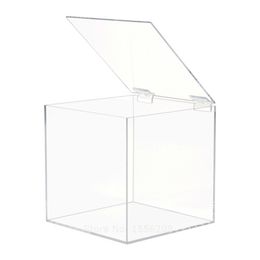 Clear acryl cube favor box of plexiglass plastic storage wedding party gift package organizer home office usage 211102