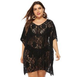 Sexy Beach Cover Up See-through Bikini Cover-ups Women Black Beachwear Female Long Swimsuit Dress Swimwear Tunic Women's